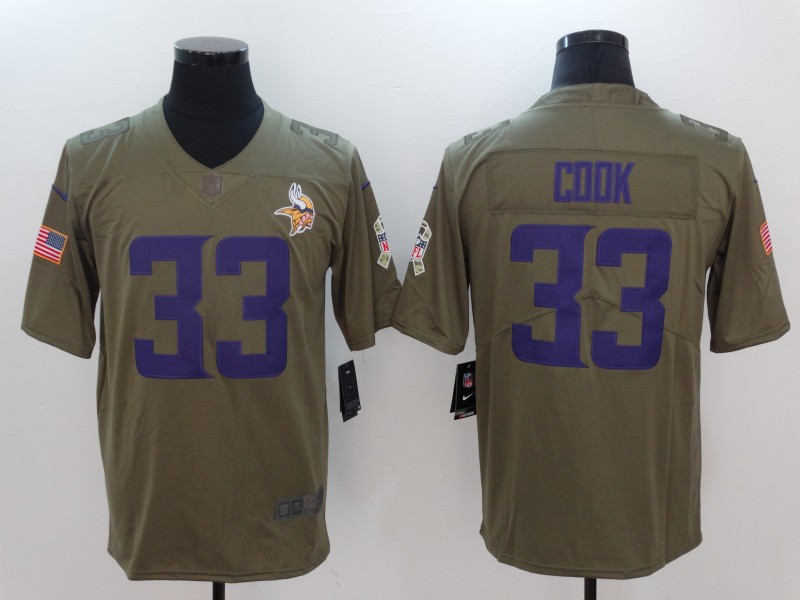 Men Minnesota Vikings #33 Cook Nike Olive Salute To Service Limited NFL Jerseys->minnesota vikings->NFL Jersey
